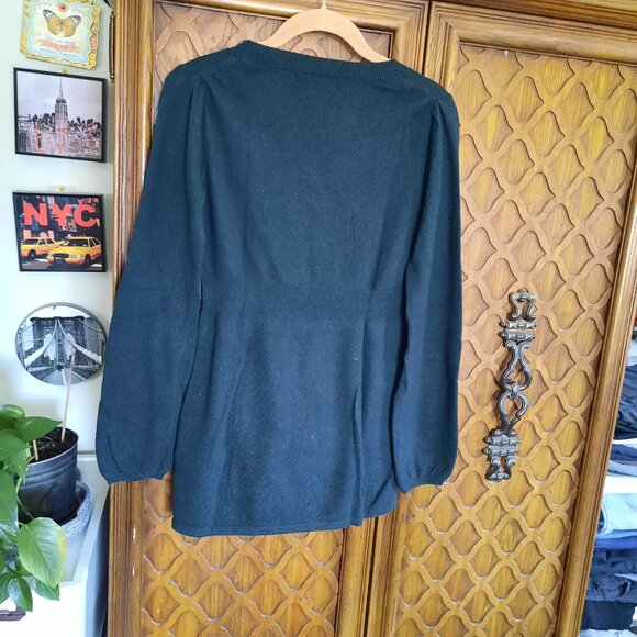 BANANA REPUBLIC Wool-Cashmere Blend Bell-Sleeve Peplum Sweater - Green, Size S - Picture 7 of 16